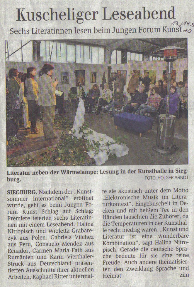 Kuscheliger Leseabend – Lesung General-Anzeiger am 14.09.2010